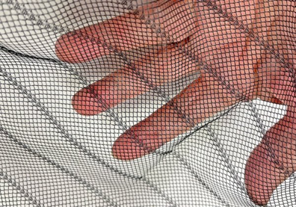 根鞭柄（ねぶちえ） 選別網 扇型　黒色 （特大） [N-20]